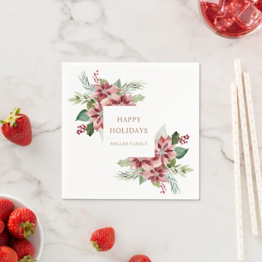 Feriengrün poinsettia Weihnachten Party Serviette (Beispiel)