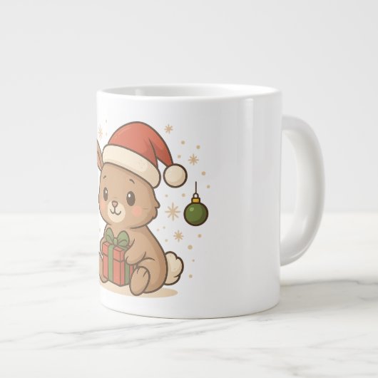 Ferienhase mit Weihnachtsmannmütze Jumbo-Tasse (Vorderseite Rechts)