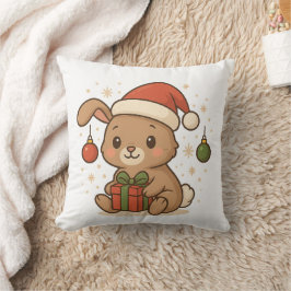 Ferienhase mit Weihnachtsmannmütze Kissen