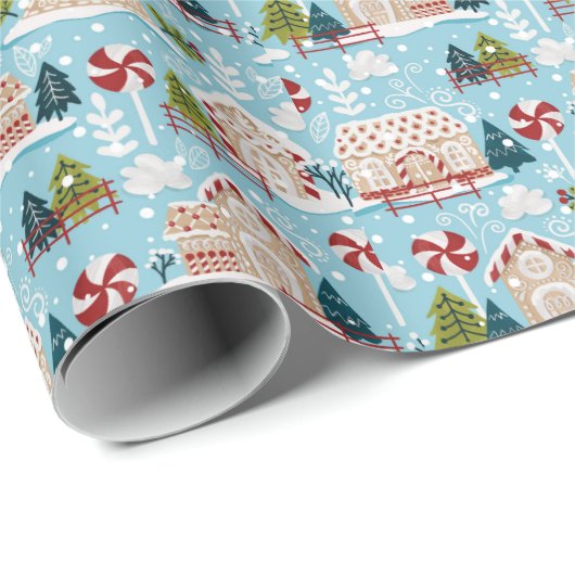 Ferienhaus Gingerbrot Geschenkpapier (Rolleneckpunkt)