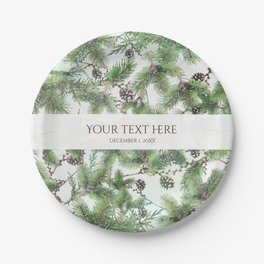 Ferienhaus Green & Pine Cones Country Winter Weddi Pappteller (Vorderseite)