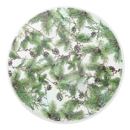 Ferienhaus Green & Pine Cones Land Winter Rustikal Keramikknauf (Vorderseite)