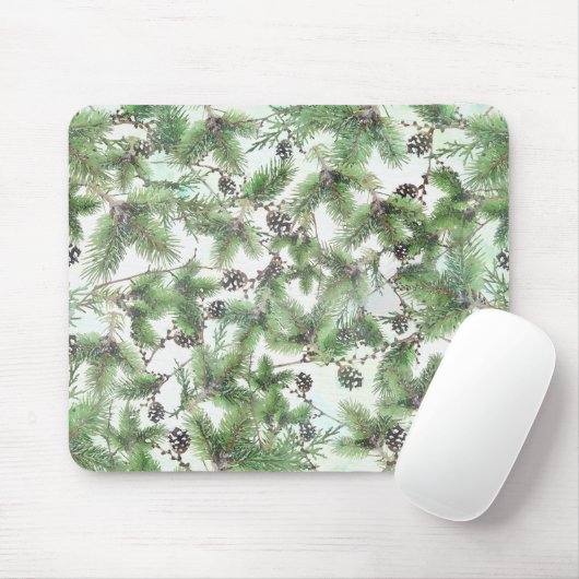 Ferienhaus Green & Pine Cones Land Winter Rustikal Mousepad (Mit Mouse)