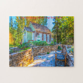Ferienhaus im Wald Vail Colorado. Weihnachtsgrüße Puzzle