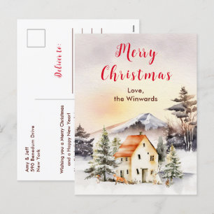 Ferienhaus im Winter Frohe Weihnachten