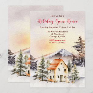 Ferienhaus im Winter Open House Einladung