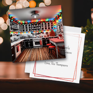 Ferienhaus Kitsch Weihnachten Retro Küche Christma Karte