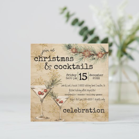 Ferienhaus Martini Rustikale Kiefern und Schneeflo Einladung (Stehend Vorderseite)