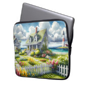 Ferienhaus mit Blick auf den Leuchtturm Laptopschutzhülle (Vorderseite Links)