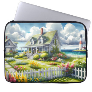 Ferienhaus mit Blick auf den Leuchtturm Laptopschutzhülle