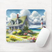 Ferienhaus mit Blick auf den Leuchtturm Mousepad (Mit Mouse)