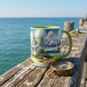 Ferienhaus mit Blick auf den Leuchtturm Tasse
