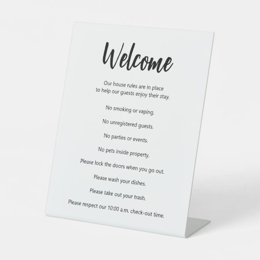 Ferienhaus Regeln Weiße und Schwarze Vorlage Sockelschild (Vorderseite)