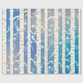 Ferienhaus Rosa und Blaue Birke mit Schneeflocke Geschenkpapier (Flach)