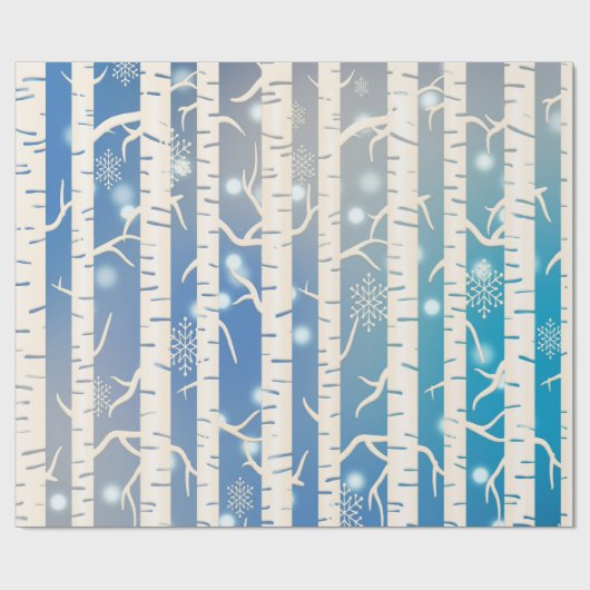 Ferienhaus Rosa und Blaue Birke mit Schneeflocke Geschenkpapier (Flach)