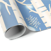 Ferienhaus Rosa und Blaue Birke mit Schneeflocke Geschenkpapier (Rolleneckpunkt)