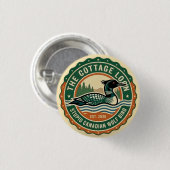Ferienhaus-Taucher Dummer Kanadischer Wolf Vogel Button (Vorne & Hinten)