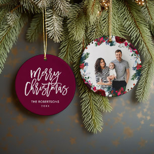 Ferienhaus Weihnachtskranz Personalisiertes Foto Keramik Ornament
