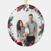 Ferienhaus Weihnachtskranz Personalisiertes Foto Keramik Ornament (Links)
