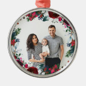 Ferienhaus Weihnachtskranz Personalisiertes Foto Ornament Aus Metall (Vorne)