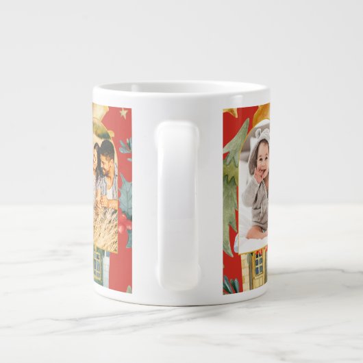 Ferienhäuser Drei Foto Weihnachtsrot Jumbo-Tasse (Rückseite)