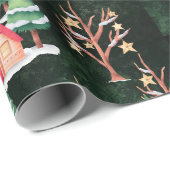 Ferienhäuser Vintage Landhäuser Bäume Weihnachten Geschenkpapier (Rolleneckpunkt)