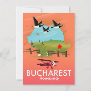 Ferienkarte Bukarest Rumänien Einladung