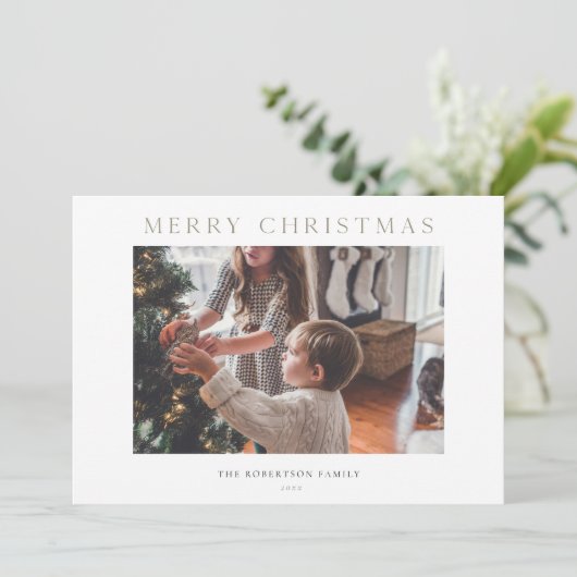 Ferienkarte Foto mit Winterlandschaft Einladung (Stehend Vorderseite)