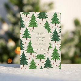 Ferienkarte "Green Red Whimsical Pine Trees"