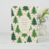 Ferienkarte "Green Red Whimsical Pine Trees" (Stehend Vorderseite)