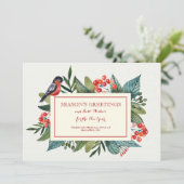 Ferienkarte Roter Vogel und Berries Dankeskarte (Stehend Vorderseite)