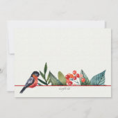 Ferienkarte Roter Vogel und Berries Dankeskarte (Rückseite)