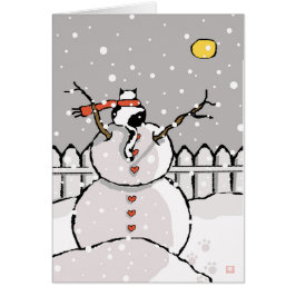 Ferienkatze Snowman Snowy Night