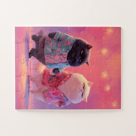 Ferienkatzen in hawaiianischen Shirts Jigsaw Puzzl Puzzle (Horizontal)
