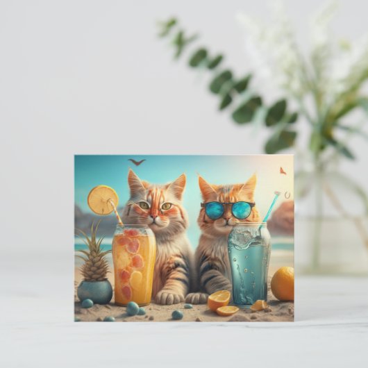 Ferienkatzen Postkarte (Stehend Vorderseite)