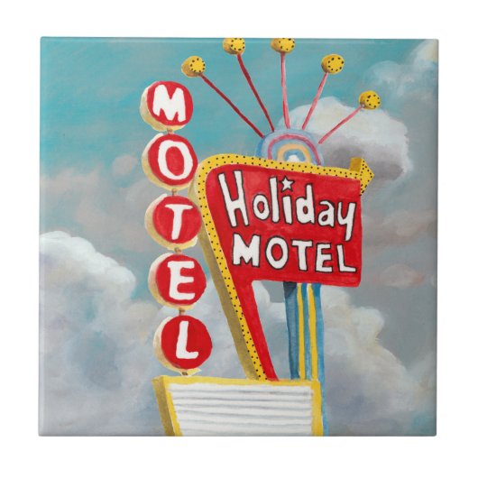 Ferienmotel-Schild Fliese (Vorderseite)