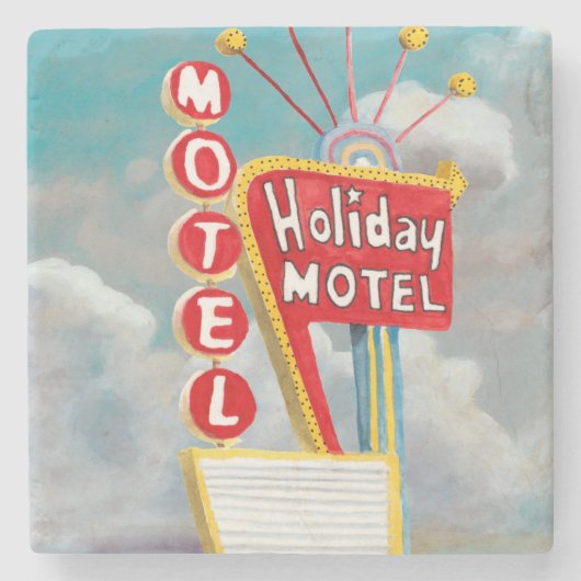 Ferienmotel-Schild Steinuntersetzer (Vorderseite)