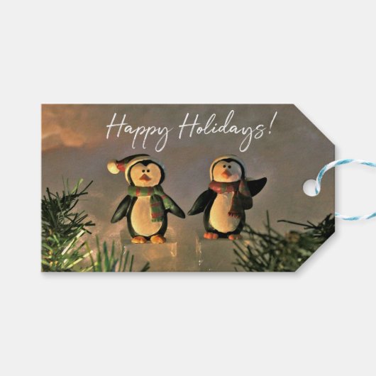 Ferienpinguine Geschenkanhänger (Vorderseite (Horizontal))