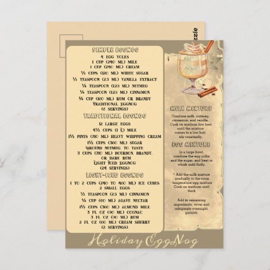 FERIENREZEPTE EGGNOG | Postkarte (Vorne/Hinten)