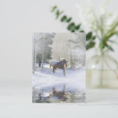 Feriensaison Grüße Pferd im Schnee Postkarte (Stehend Vorderseite)