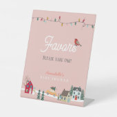 Ferienstadt/Dorf Pink Baby Duschfavoriten Sockelschild (Vorderseite)
