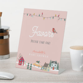 Ferienstadt/Dorf Pink Baby Duschfavoriten Sockelschild