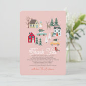 Ferienstadt/Dorf Pink Babydusche Dankeskarte (Stehend Vorderseite)