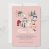 Ferienstadt/Dorf Pink Babydusche Dankeskarte (Vorderseite)