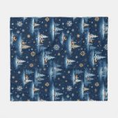 Ferientoilette, Bäume Hirsch und Schneeflocken Fleecedecke (Vorderseite (Horizontal))