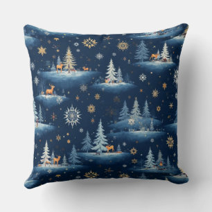 Ferientoilette, Bäume Hirsch und Schneeflocken Kissen