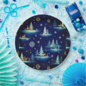 Ferientoilette, Bäume Hirsch und Schneeflocken Pappteller (Party)