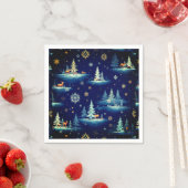 Ferientoilette, Bäume Hirsch und Schneeflocken Serviette (Beispiel)