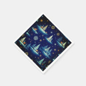 Ferientoilette, Bäume Hirsch und Schneeflocken Serviette (Ecke)