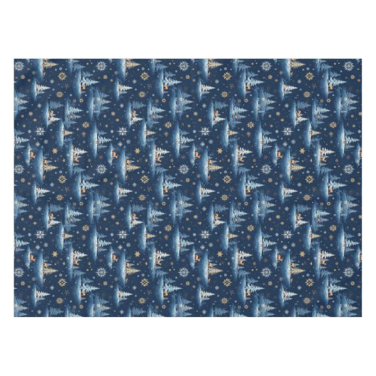 Ferientoilette, Bäume Hirsch und Schneeflocken Tischdecke (Vorderseite (Horizontal))